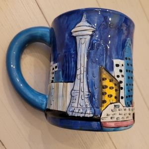 Seattle skyline coffee mug cup space needle blue
